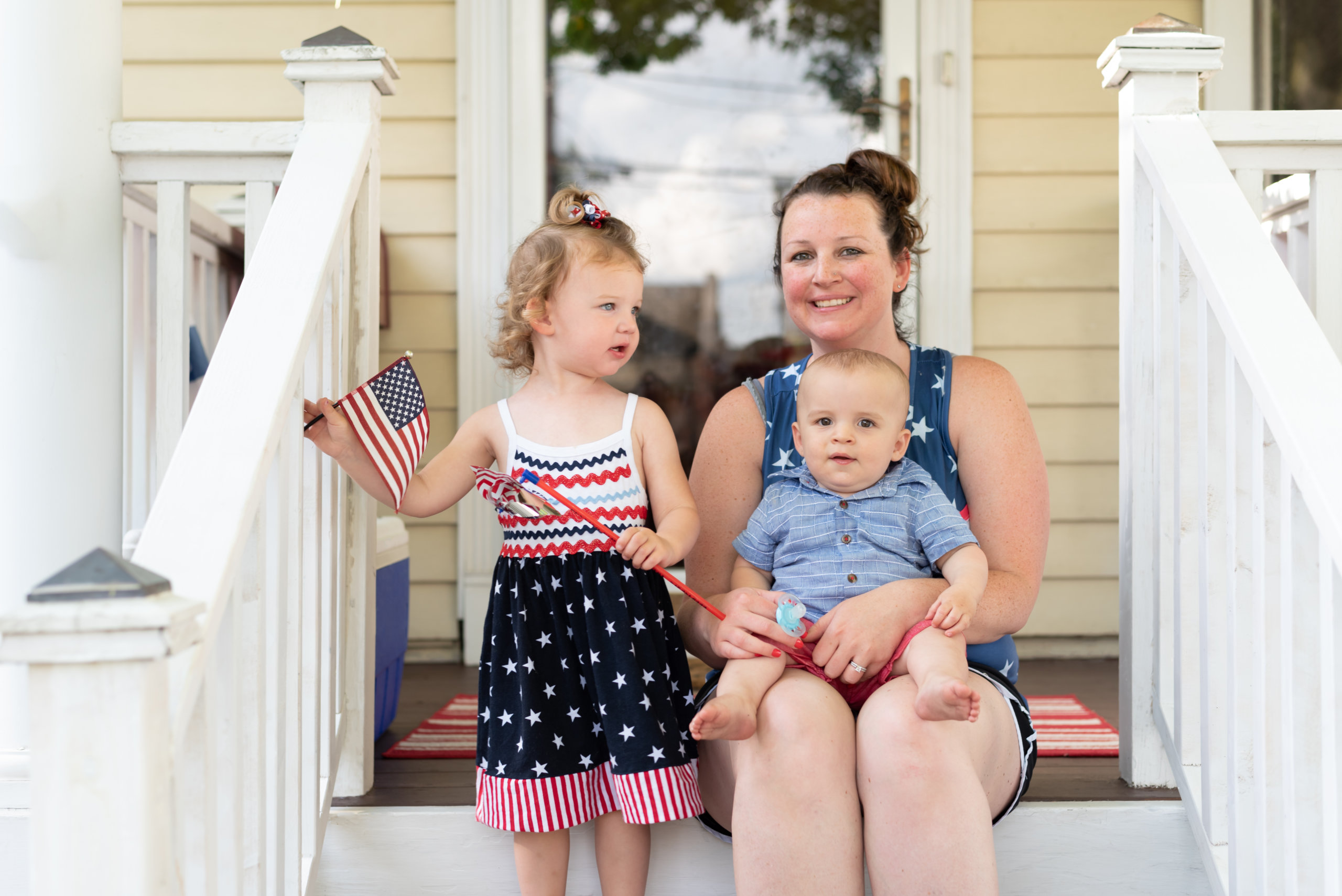 Family on porch